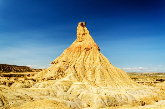 The Bardenas Reales Natural Park, a unique semi-desert landscape sprawls across 42,500 hectares in south-eastern Navarre. 