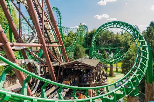 CASTELNUOVO DEL GARDA, Italy - September 08: Gardaland Theme Park in Castelnuovo Del Garda, Italy on Tuesday, September 8, 2015. Three million people visit the park on a yearly basis.