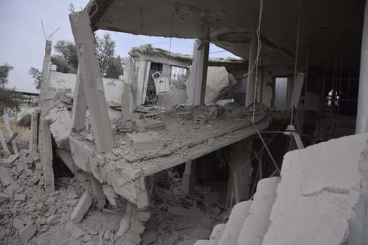 SYRIA, Harasta: Pictures show the Syrian town of Harasta in ruins on October 23, 2015 following a series of recent airstrikes. The Syrian army launched an offensive in the area which targeted various rebel opposition. In addition to airstrikes, the Syrian army also launched a ground operation in the region.