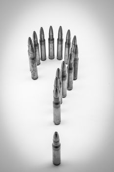 composition with bullets positioned as a question mark