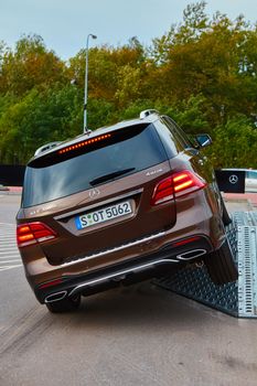 Lviv, Ukraine - OCTOBER 15, 2015: Mercedes Benz star experience. The interesting series of test drives Mercedes-Benz GLE 63 AMG 4matic