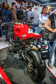 FRANKFURT - SEPT 2015: Ducati Streetfighter 848 presented at IAA International Motor Show on September 20, 2015 in Frankfurt, Germany