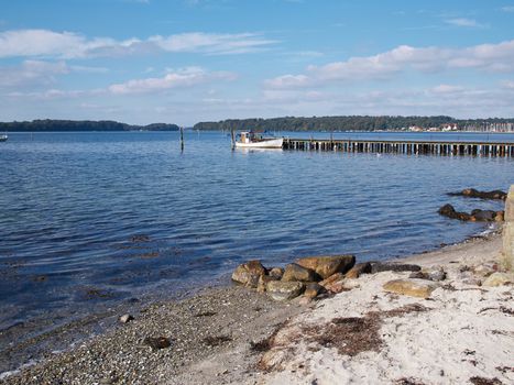 Beautiful coast line ocean beach landscape Funen Denmark