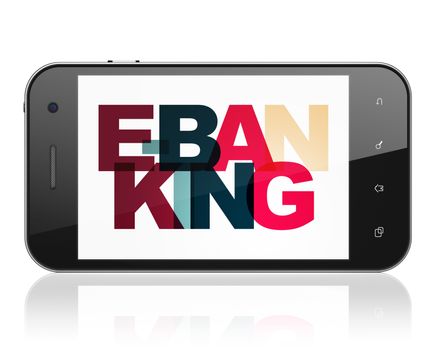 Banking concept: Smartphone with Painted multicolor text E-Banking on display