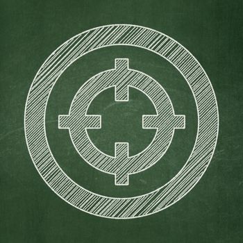 Business concept: Target icon on Green chalkboard background