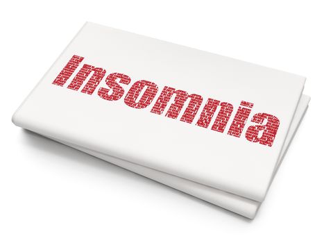 Medicine concept: Pixelated red text Insomnia on Blank Newspaper background