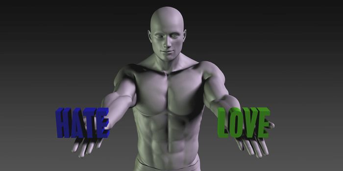 Hate vs Love Concept of Choosing Between the Two Choices