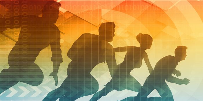 Teamwork Concept with Silhouette of Business Team 