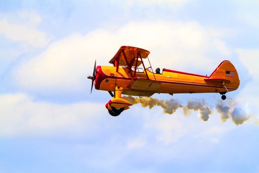 SPRINGBANK CANADA 20 JUL 2015: International Air Show and Open House for Canadian, USA and British current and historical military and civilian aircrafts. There were also numerous flights as well.