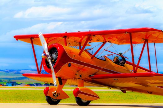 SPRINGBANK CANADA 20 JUL 2015: International Air Show and Open House for Canadian, USA and British current and historical military and civilian aircrafts. There were also numerous flights as well.