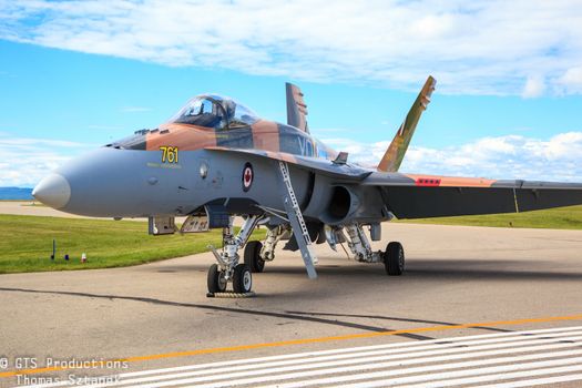 SPRINGBANK CANADA 20 JUL 2015:F-18 International Air Show and Open House for Canadian, USA and British current and historical military and civilian aircrafts. There were also numerous flights as well.