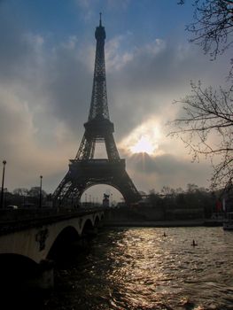 The Eiffel Tower and the river Sein in spring.