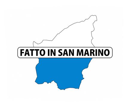 made in san marino country national flag map shape with text