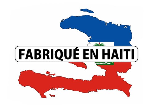 made in haiti country national flag map shape with text