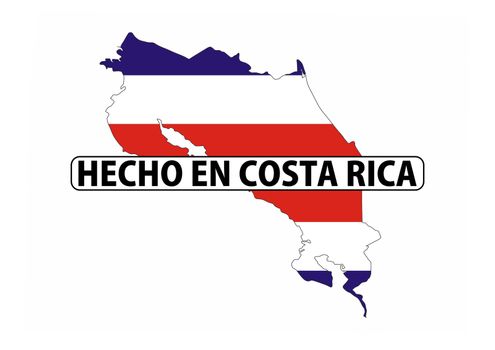 made in costa rica country national flag map shape with text