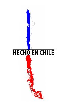 made in chile country national flag map shape with text