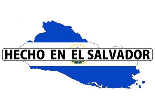 made in ek salvador country national flag map shape with text
