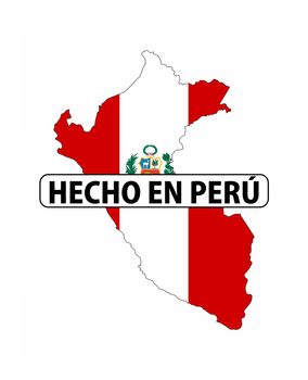 made in peru country national flag map shape with text
