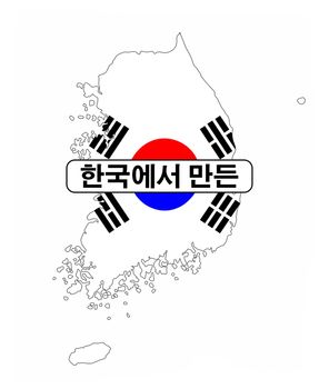 made in korea country national flag map shape with text