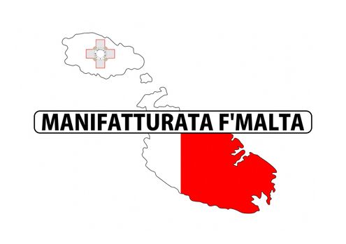 made in malta country national flag map shape with text