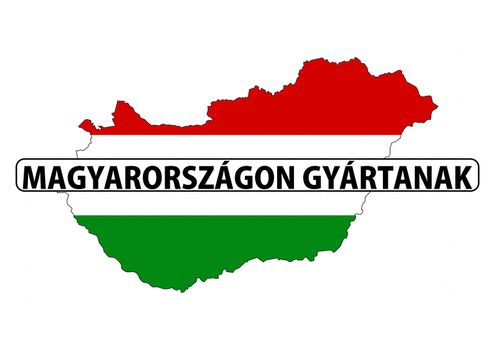 made in hungary country national flag map shape with text