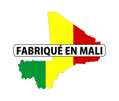 made in mali country national flag map shape with text