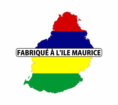 made in mauritius country national flag map shape with text