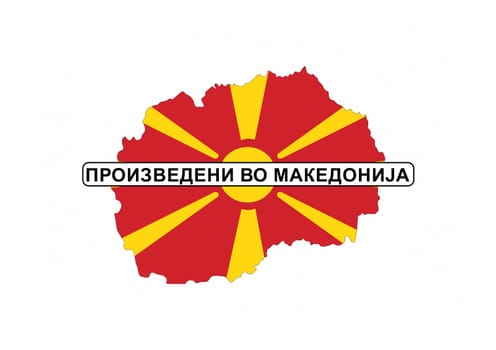 made in macedonia country national flag map shape with text
