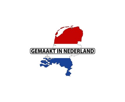 made in netherlands country national flag map shape with text