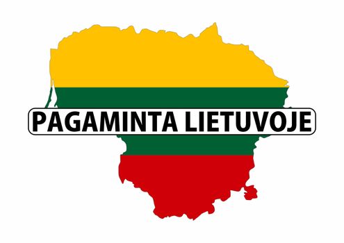 made in lithuania country national flag map shape with text
