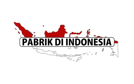 made in indonesia country national flag map shape with text