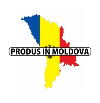 made in moldova country national flag map shape with text