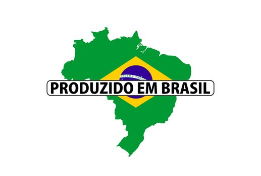 made in brazil country national flag map shape with text