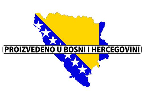 made in bosnia herzegovina country national flag map shape with text
