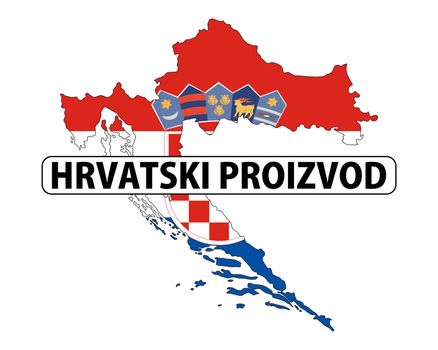 made in croatia country national flag map shape with text