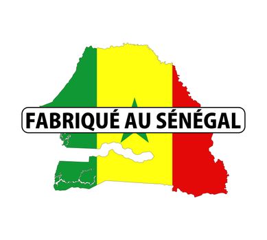 made in senegal country national flag map shape with text