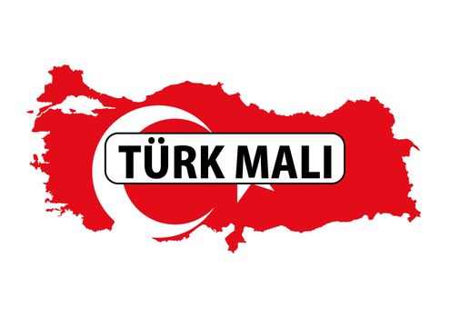 made in turkey country national flag map shape with text