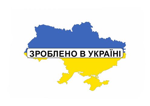 made in ukraine country national flag map shape with text
