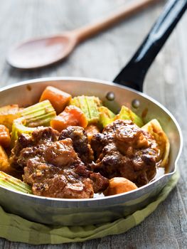 close up of rustic british oxtail stew