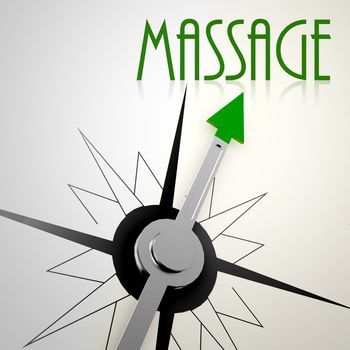 Massage on green compass. Concept of healthy lifestyle