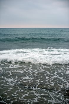 Blue sea with waves and sky