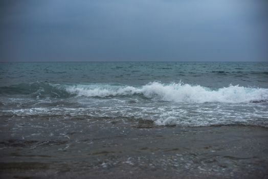 Blue sea with waves and sky