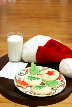 A plate of homemade sugar-cookies for Santa on Christmas Eve.