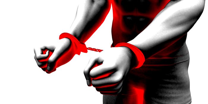 Prisoner Locked in Handcuffs as Criminal Concept Art