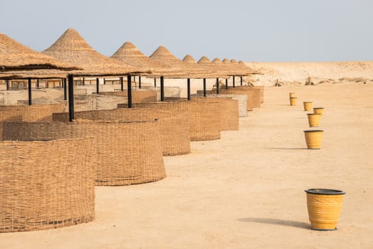 In the picture a group of beach parasols in Egypt