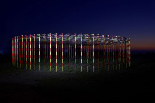 AUSTRALIA, Sydney: The Sculpture by the Sea exhibition in Sydney is photographed here on October 26, 2015 as the sun rises. The sculptures can be seen between Bondi and Tamarama and runs from October 22 to November 8, 2015. Artist: Zilvinas Kempinas - Kakashi