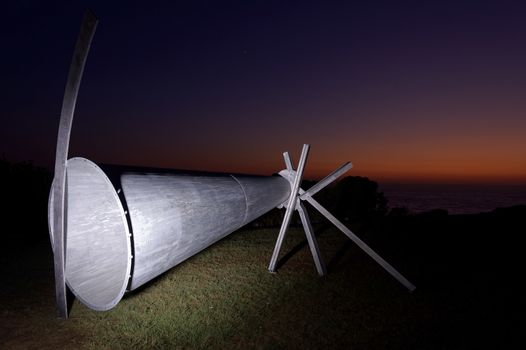 AUSTRALIA, Sydney: The Sculpture by the Sea exhibition in Sydney is photographed here on October 26, 2015 as the sun rises. The sculptures can be seen between Bondi and Tamarama and runs from October 22 to November 8, 2015. Artist: James Rogers - Surfer's paradise