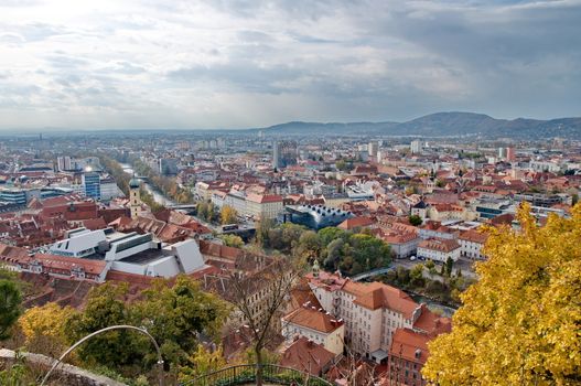 City of Graz in Austria from above