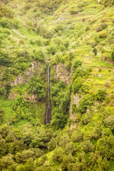 Waterfalls on the north coast of Madeira, Portugal, Europe