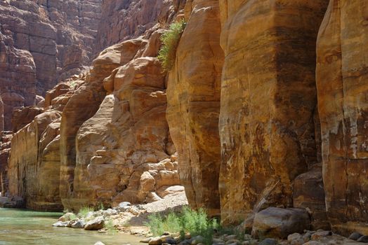 Scenic cliffs of Wadi Mujib creek in Jordan